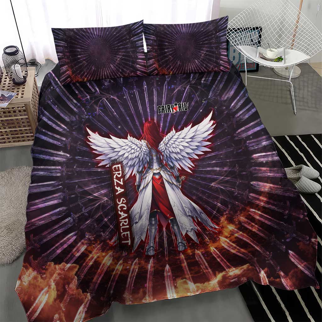 Erza Scarlet Fairy Tail Bedding Set Celestial Armor Anime Style with Radiant Winged Design