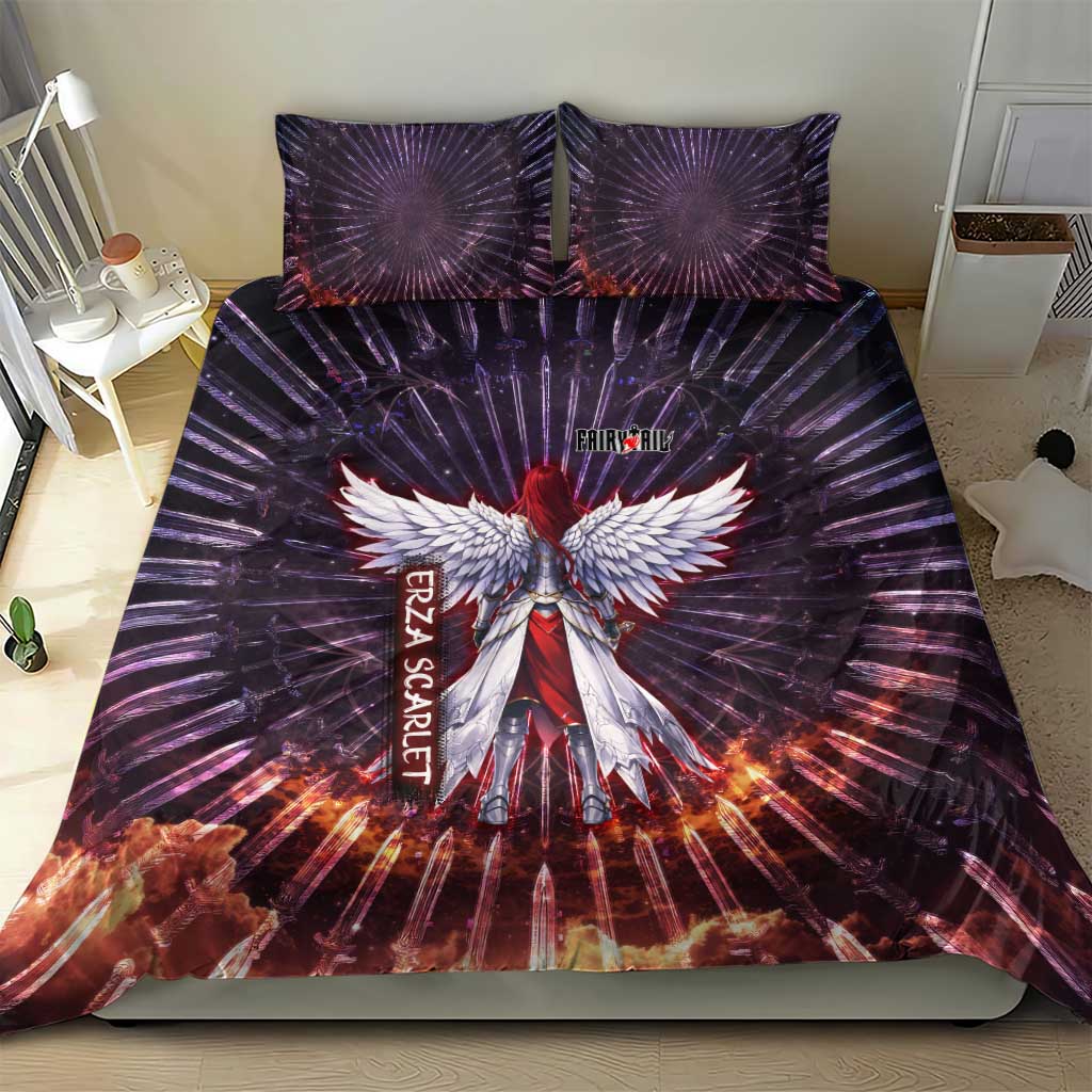 Erza Scarlet Fairy Tail Bedding Set Celestial Armor Anime Style with Radiant Winged Design