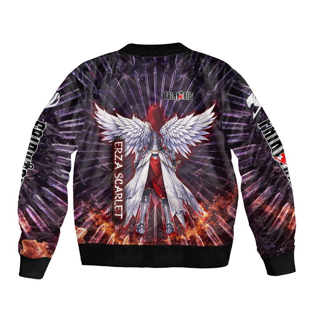 Erza Scarlet Fairy Tail Bomber Jacket Celestial Armor Anime Style with Radiant Winged Design