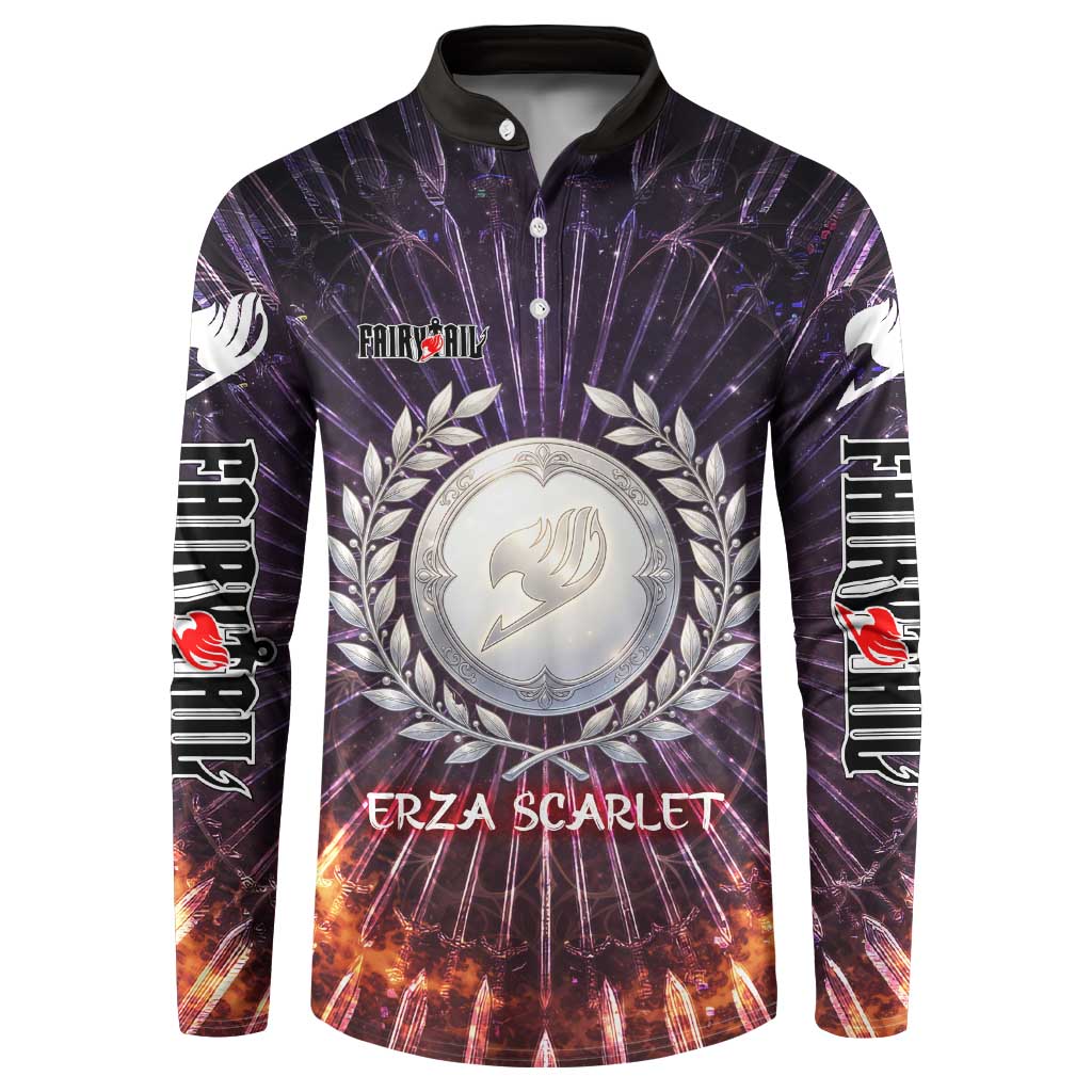 Erza Scarlet Fairy Tail Button Sweatshirt Celestial Armor Anime Style with Radiant Winged Design