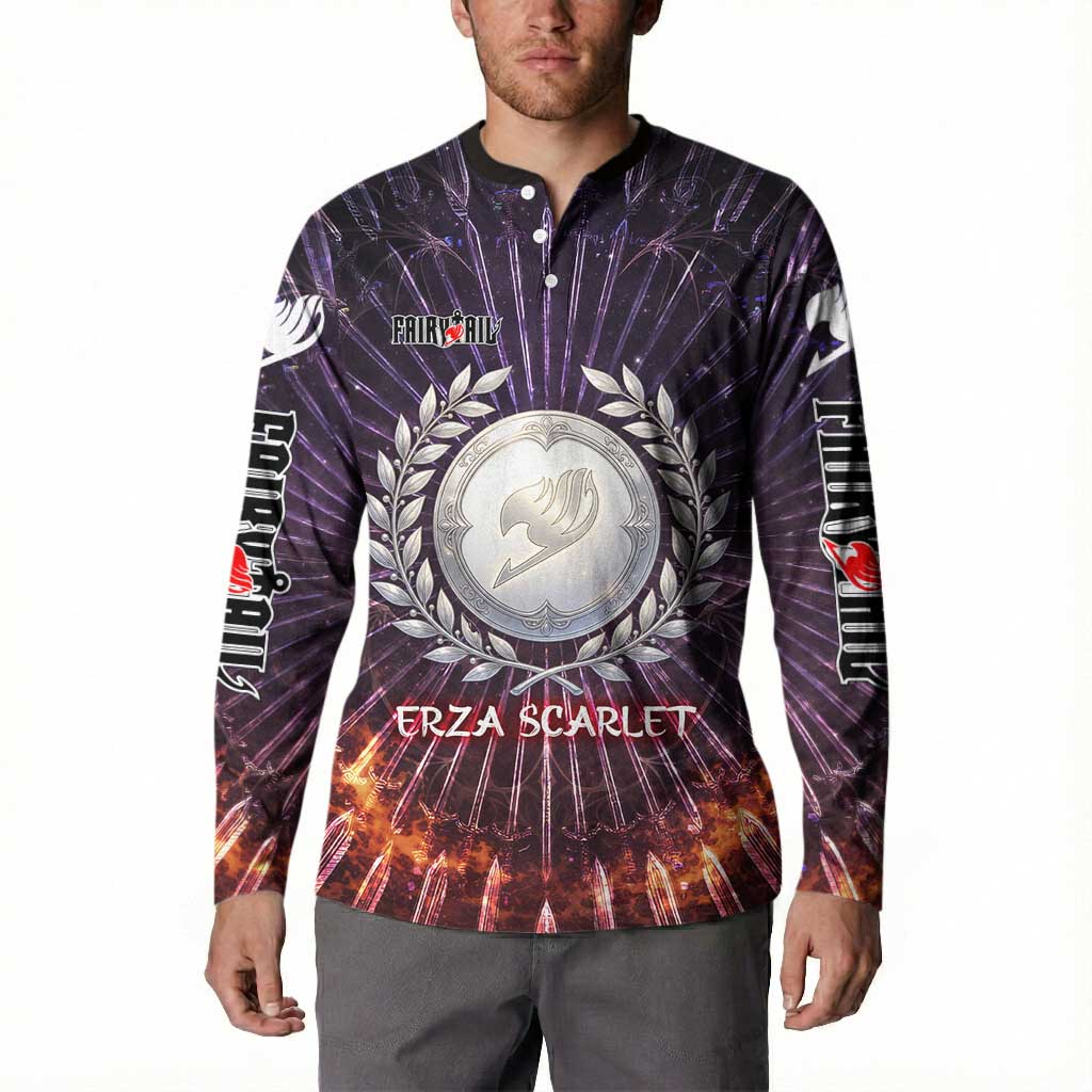 Erza Scarlet Fairy Tail Button Sweatshirt Celestial Armor Anime Style with Radiant Winged Design