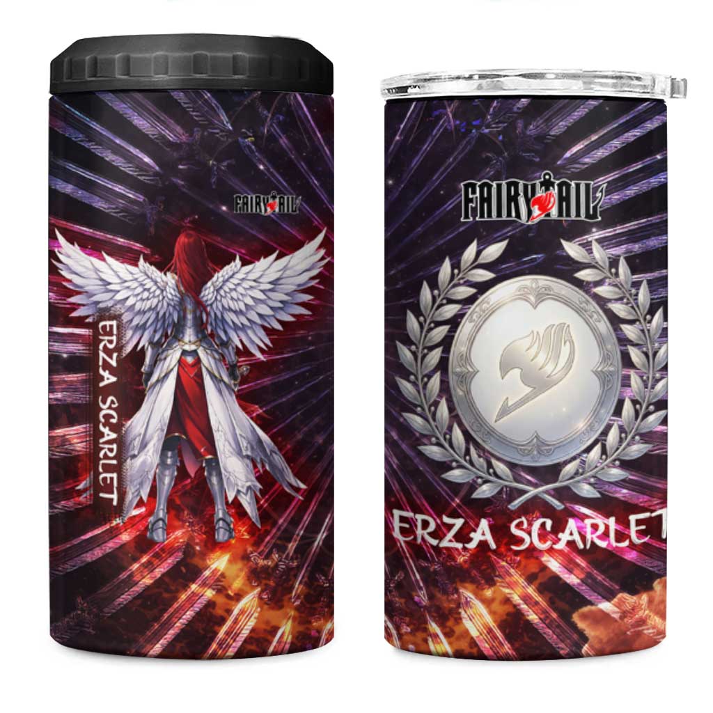 Erza Scarlet Fairy Tail 4 in 1 Can Cooler Tumbler Celestial Armor Anime Style with Radiant Winged Design