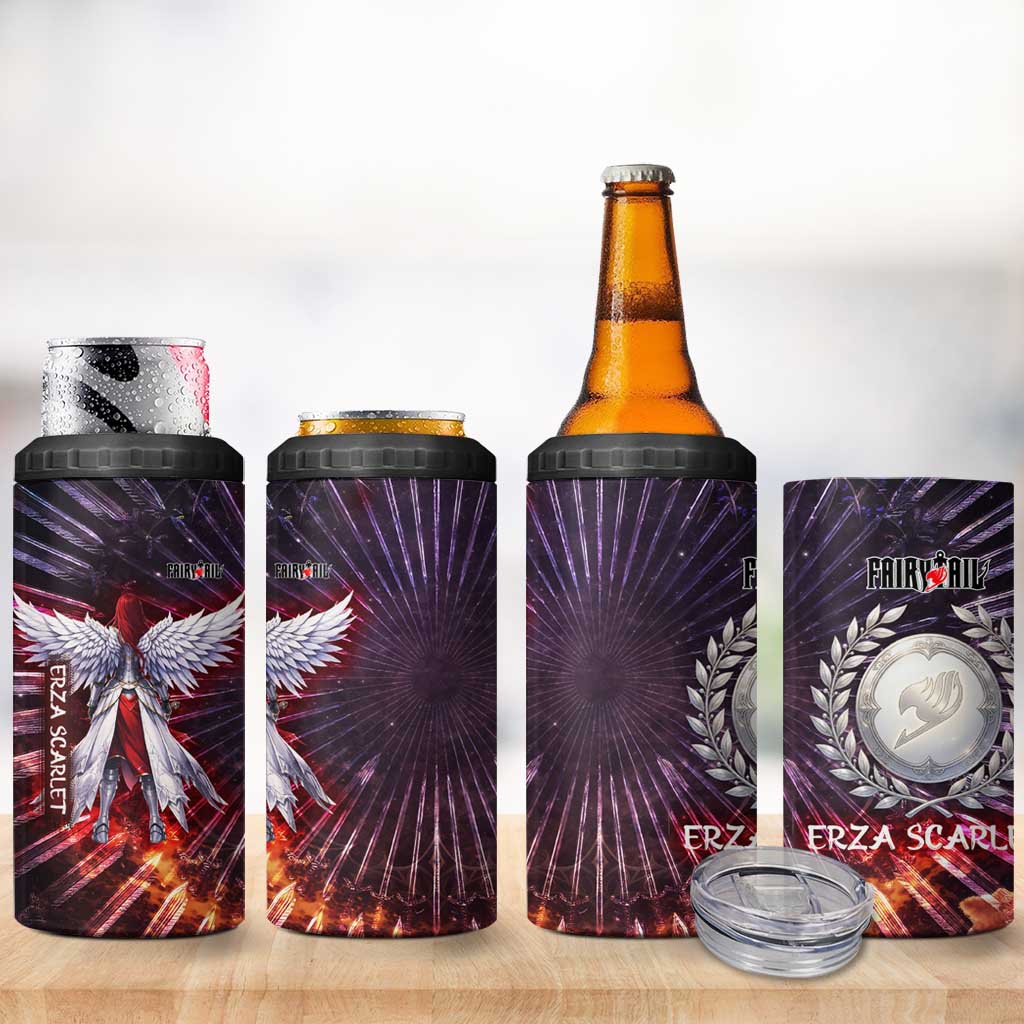 Erza Scarlet Fairy Tail 4 in 1 Can Cooler Tumbler Celestial Armor Anime Style with Radiant Winged Design