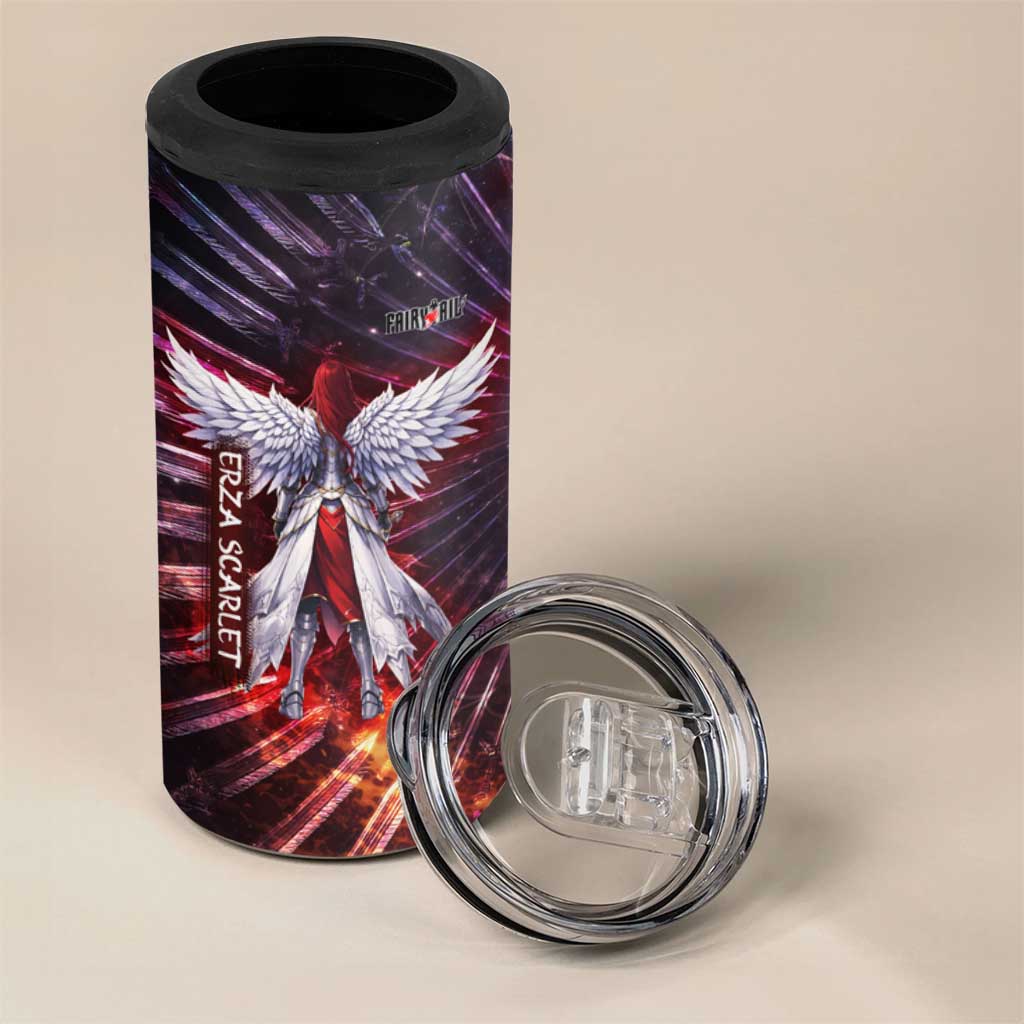 Erza Scarlet Fairy Tail 4 in 1 Can Cooler Tumbler Celestial Armor Anime Style with Radiant Winged Design