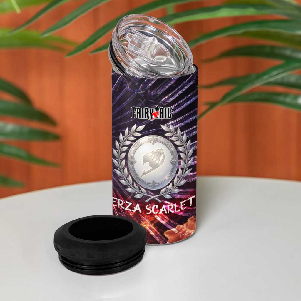 Erza Scarlet Fairy Tail 4 in 1 Can Cooler Tumbler Celestial Armor Anime Style with Radiant Winged Design