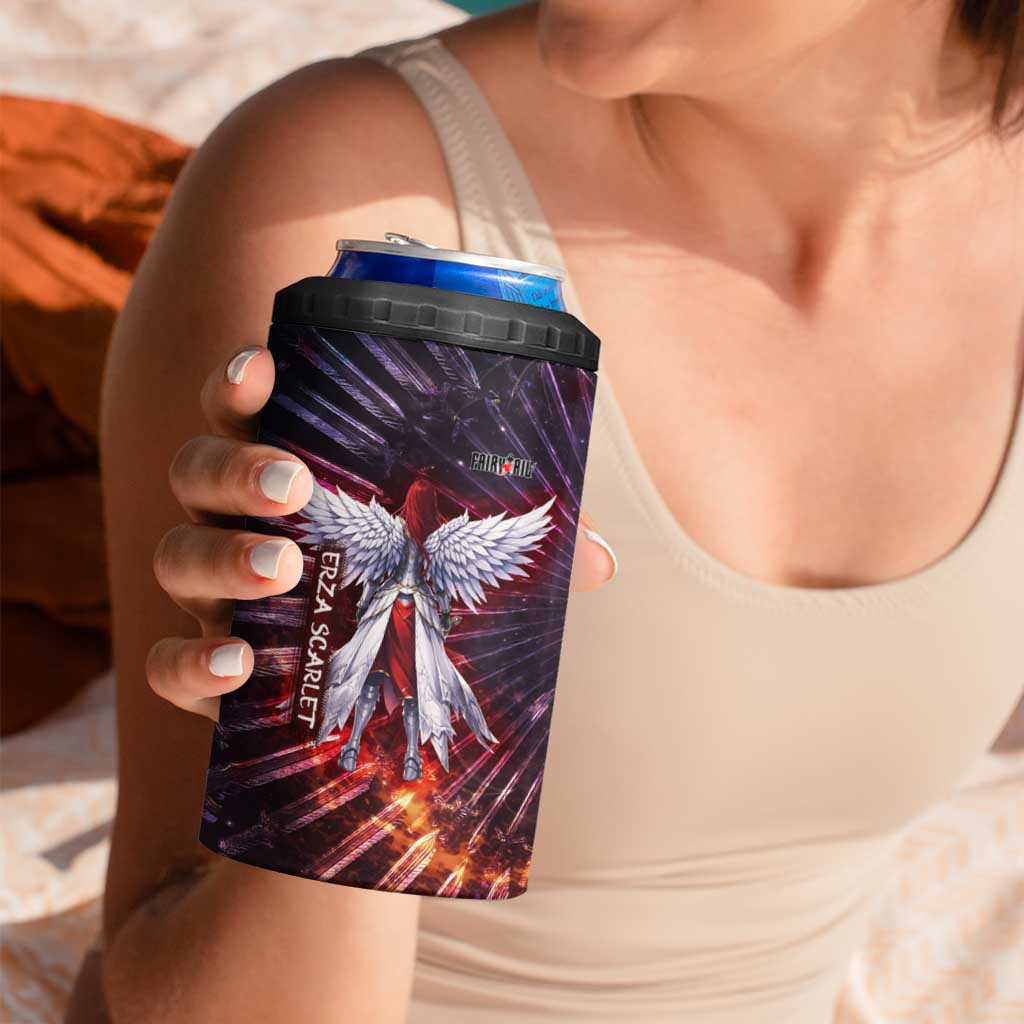 Erza Scarlet Fairy Tail 4 in 1 Can Cooler Tumbler Celestial Armor Anime Style with Radiant Winged Design