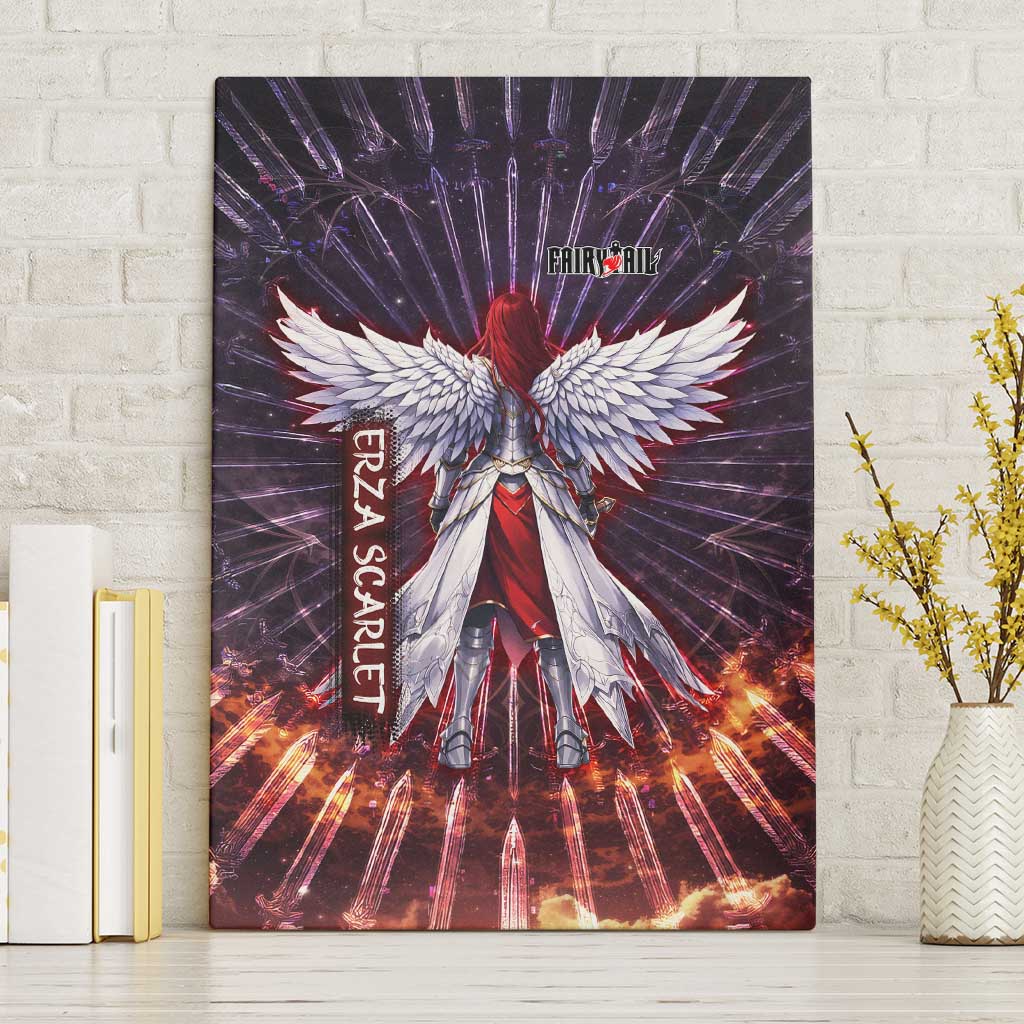 Erza Scarlet Fairy Tail Canvas Wall Art Celestial Armor Anime Style with Radiant Winged Design