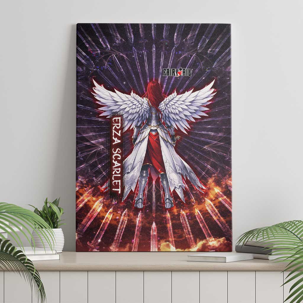 Erza Scarlet Fairy Tail Canvas Wall Art Celestial Armor Anime Style with Radiant Winged Design