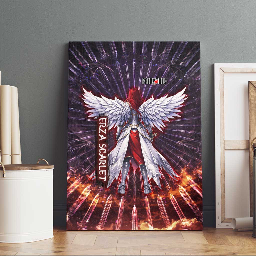 Erza Scarlet Fairy Tail Canvas Wall Art Celestial Armor Anime Style with Radiant Winged Design