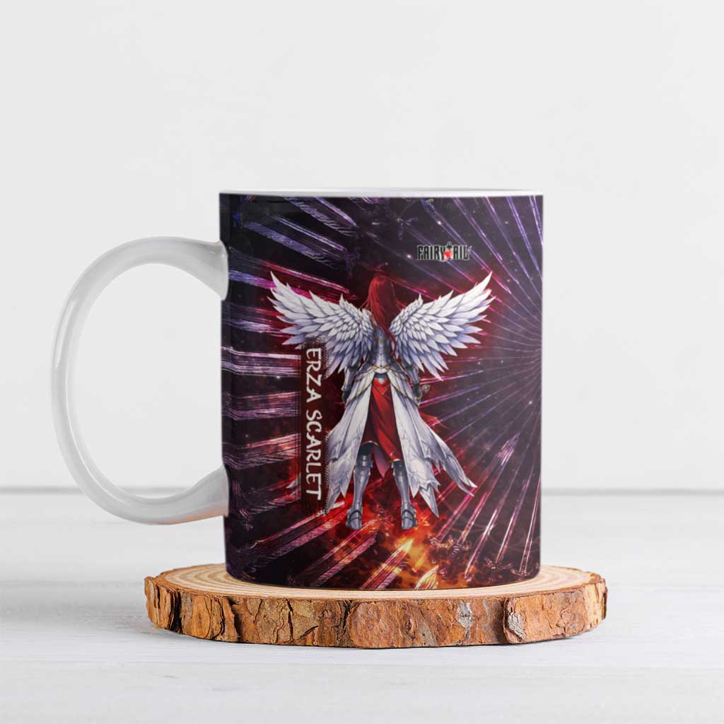 Erza Scarlet Fairy Tail Ceramic Mug Celestial Armor Anime Style with Radiant Winged Design