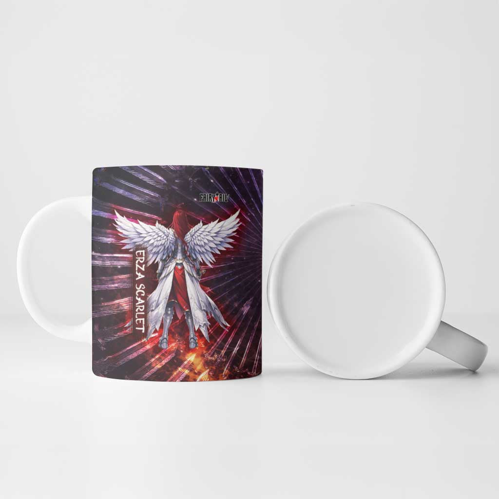 Erza Scarlet Fairy Tail Ceramic Mug Celestial Armor Anime Style with Radiant Winged Design