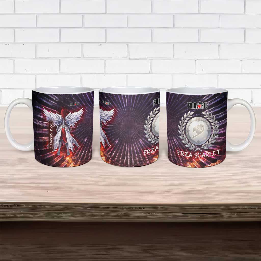 Erza Scarlet Fairy Tail Ceramic Mug Celestial Armor Anime Style with Radiant Winged Design