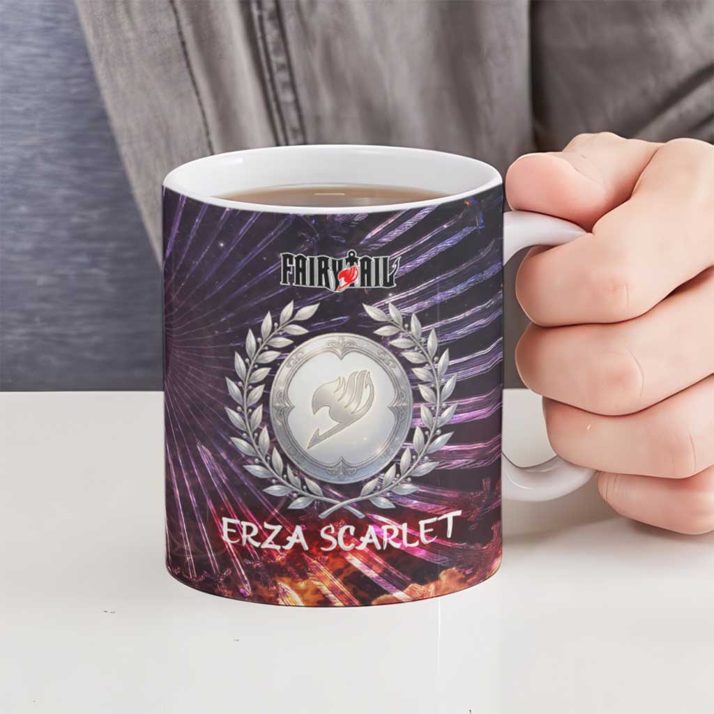 Erza Scarlet Fairy Tail Ceramic Mug Celestial Armor Anime Style with Radiant Winged Design