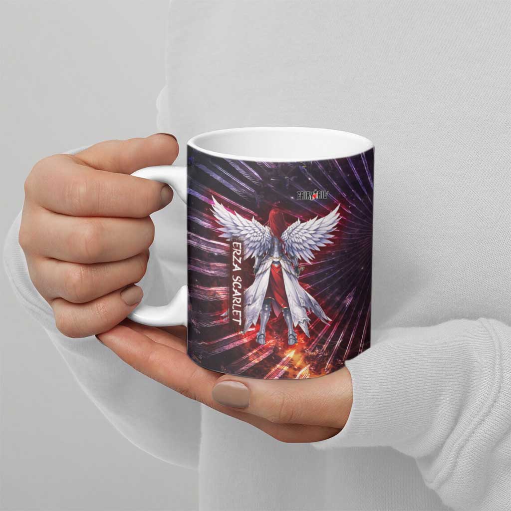 Erza Scarlet Fairy Tail Ceramic Mug Celestial Armor Anime Style with Radiant Winged Design