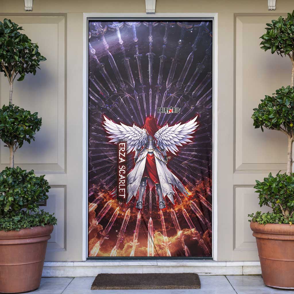 Erza Scarlet Fairy Tail Door Cover Celestial Armor Anime Style with Radiant Winged Design