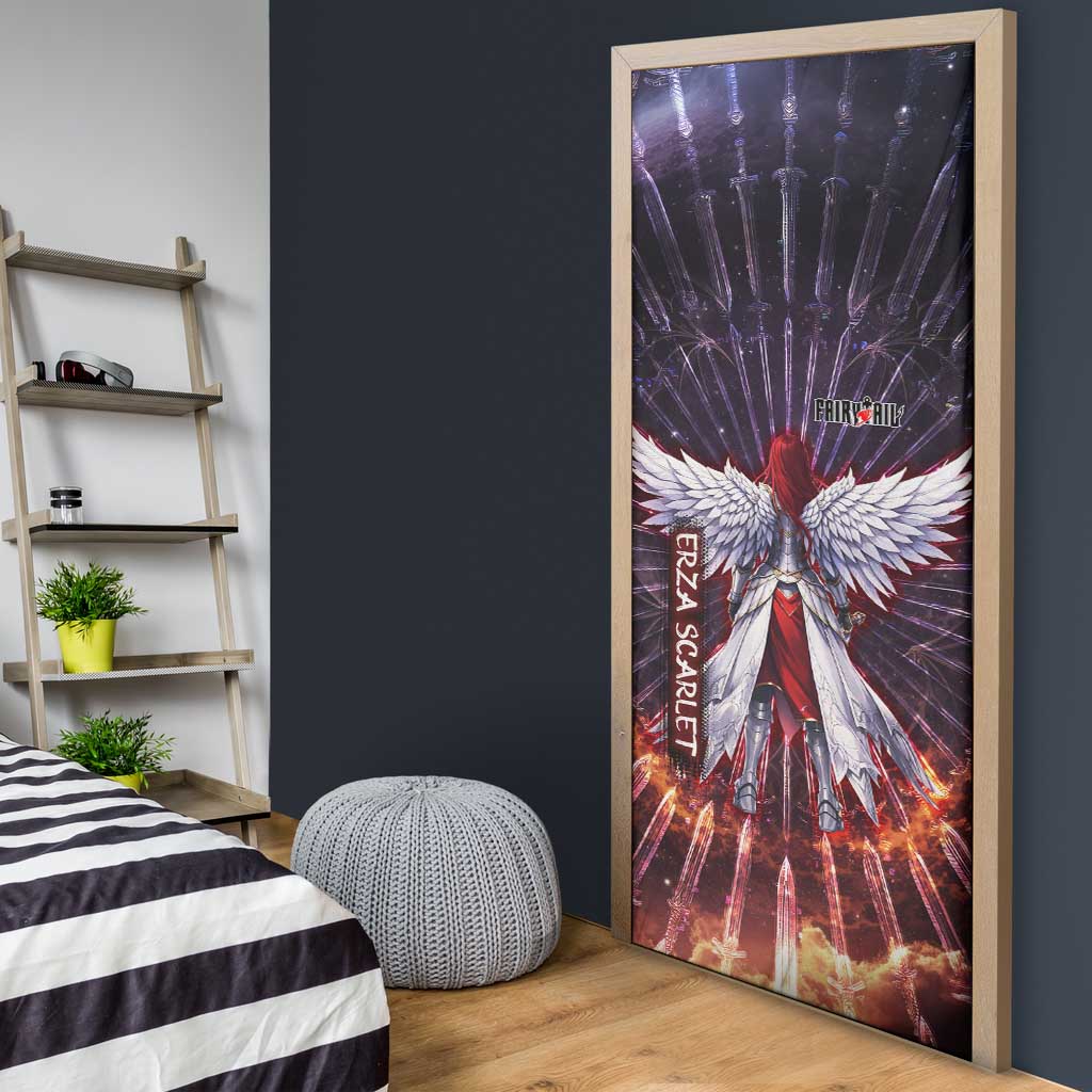 Erza Scarlet Fairy Tail Door Cover Celestial Armor Anime Style with Radiant Winged Design