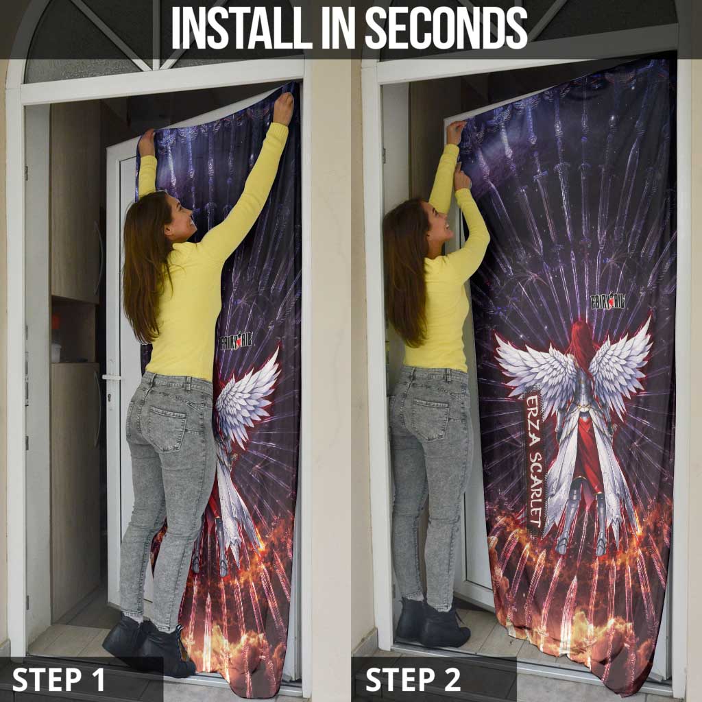Erza Scarlet Fairy Tail Door Cover Celestial Armor Anime Style with Radiant Winged Design