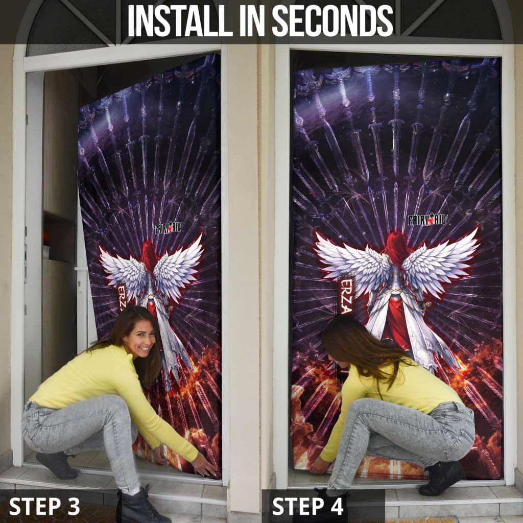 Erza Scarlet Fairy Tail Door Cover Celestial Armor Anime Style with Radiant Winged Design