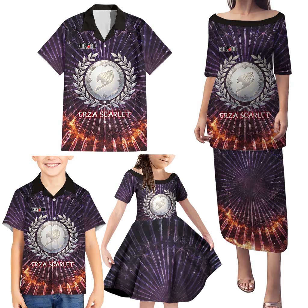 Erza Scarlet Fairy Tail Family Matching Puletasi and Hawaiian Shirt Celestial Armor Anime Style with Radiant Winged Design