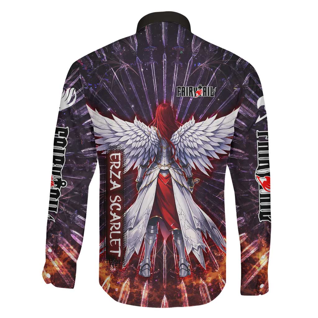 Erza Scarlet Fairy Tail Family Matching Summer Maxi Dress and Hawaiian Shirt Celestial Armor Anime Style with Radiant Winged Design