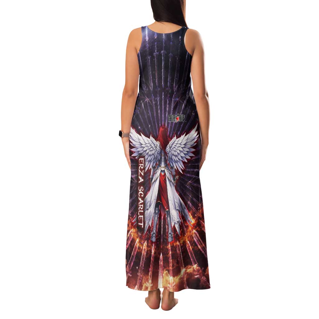 Erza Scarlet Fairy Tail Family Matching Tank Maxi Dress and Hawaiian Shirt Celestial Armor Anime Style with Radiant Winged Design