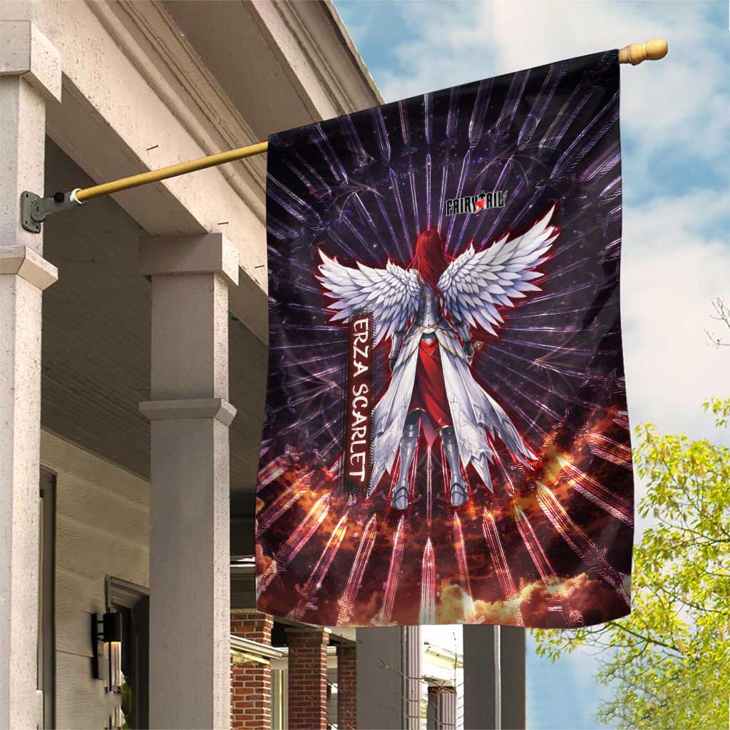 Erza Scarlet Fairy Tail Garden Flag Celestial Armor Anime Style with Radiant Winged Design