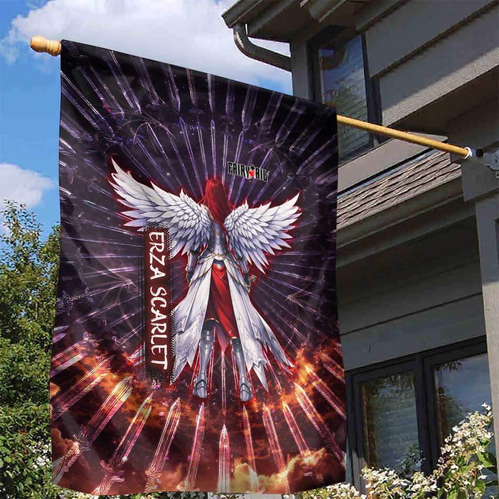 Erza Scarlet Fairy Tail Garden Flag Celestial Armor Anime Style with Radiant Winged Design