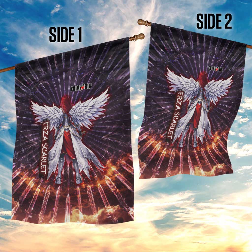 Erza Scarlet Fairy Tail Garden Flag Celestial Armor Anime Style with Radiant Winged Design
