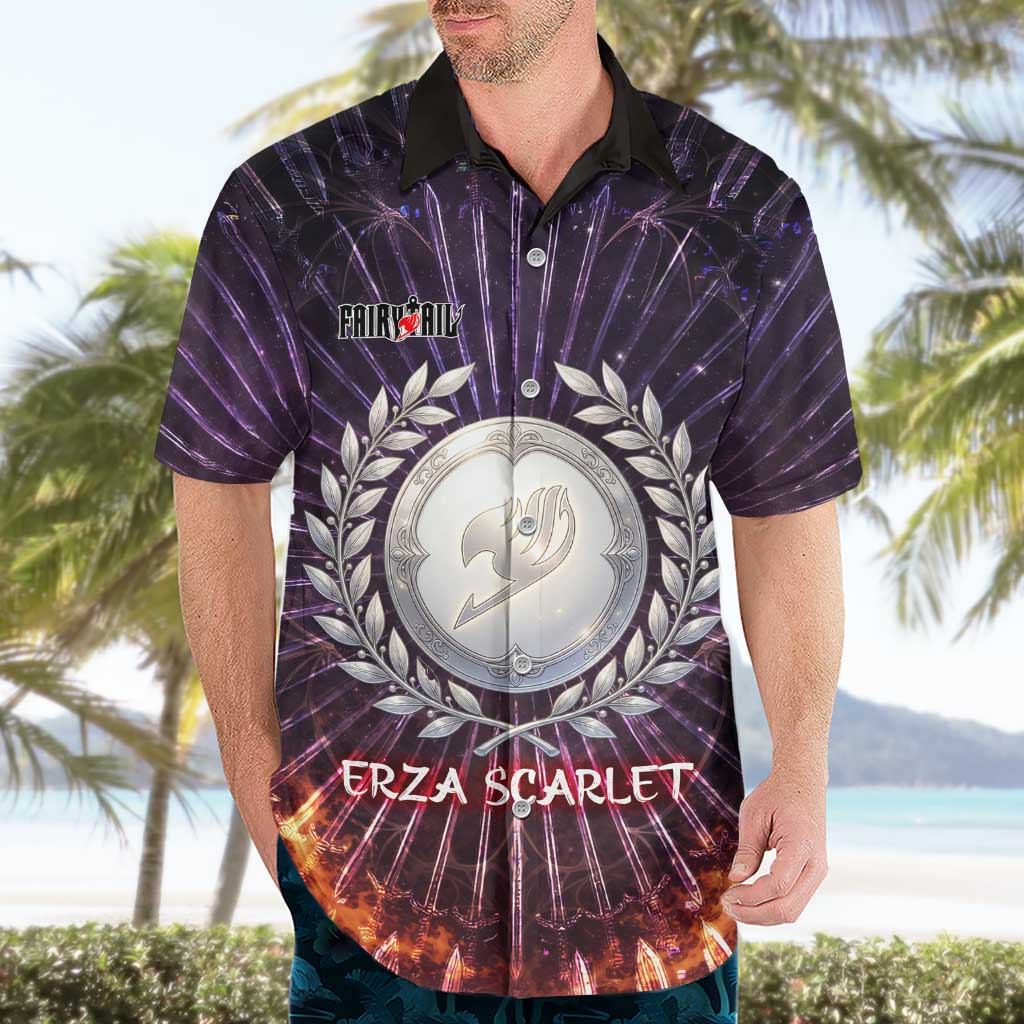 Erza Scarlet Fairy Tail Hawaiian Shirt Celestial Armor Anime Style with Radiant Winged Design