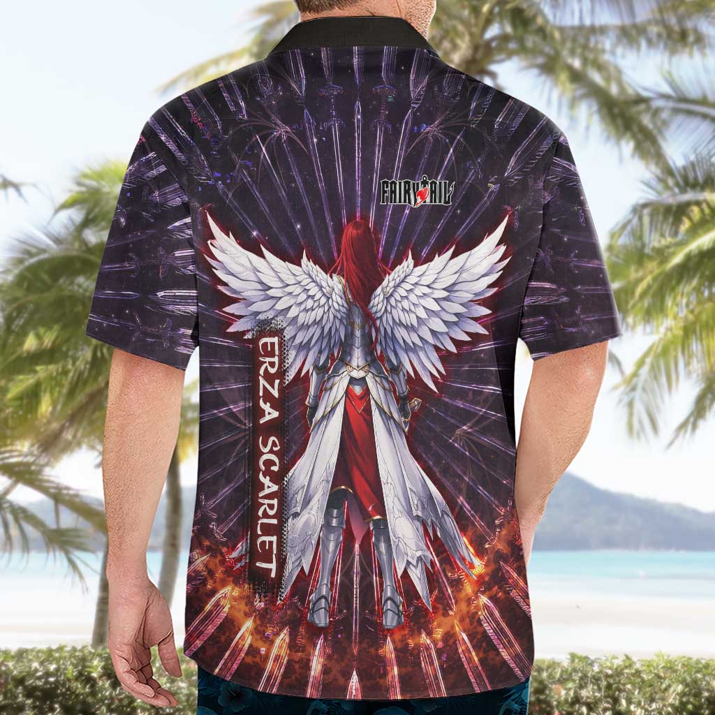 Erza Scarlet Fairy Tail Hawaiian Shirt Celestial Armor Anime Style with Radiant Winged Design