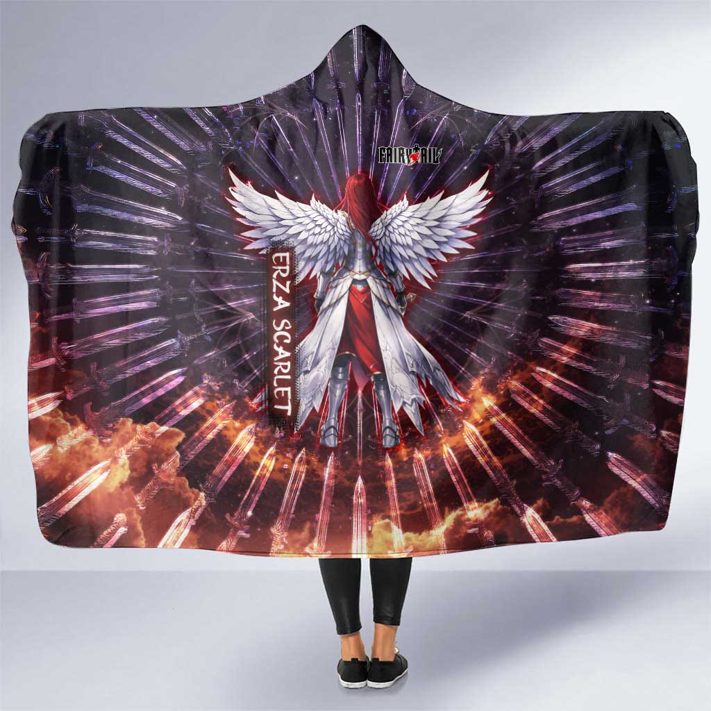 Erza Scarlet Fairy Tail Hooded Blanket Celestial Armor Anime Style with Radiant Winged Design