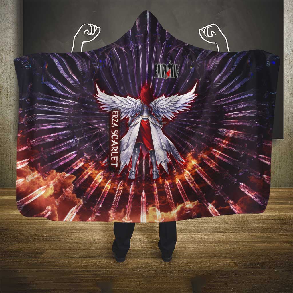 Erza Scarlet Fairy Tail Hooded Blanket Celestial Armor Anime Style with Radiant Winged Design