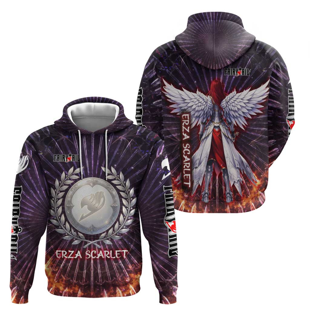 Erza Scarlet Fairy Tail Hoodie Celestial Armor Anime Style with Radiant Winged Design