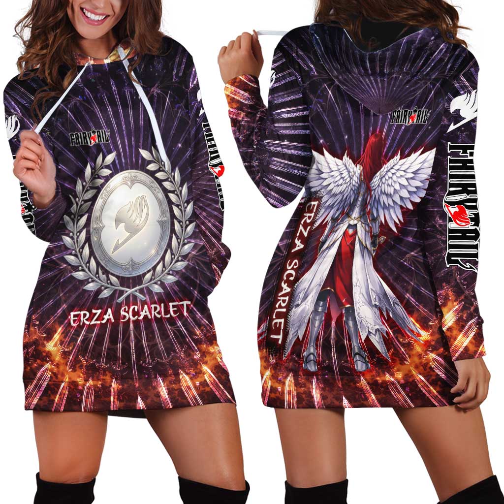 Erza Scarlet Fairy Tail Hoodie Dress Celestial Armor Anime Style with Radiant Winged Design