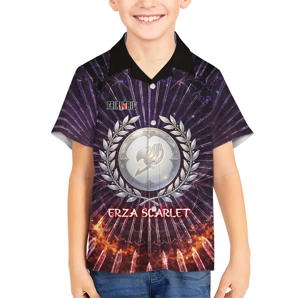 Erza Scarlet Fairy Tail Kid Hawaiian Shirt Celestial Armor Anime Style with Radiant Winged Design
