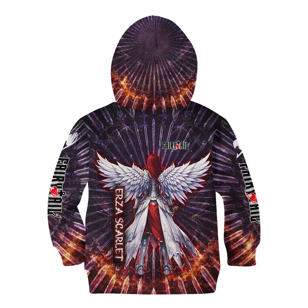 Erza Scarlet Fairy Tail Kid Hoodie Celestial Armor Anime Style with Radiant Winged Design