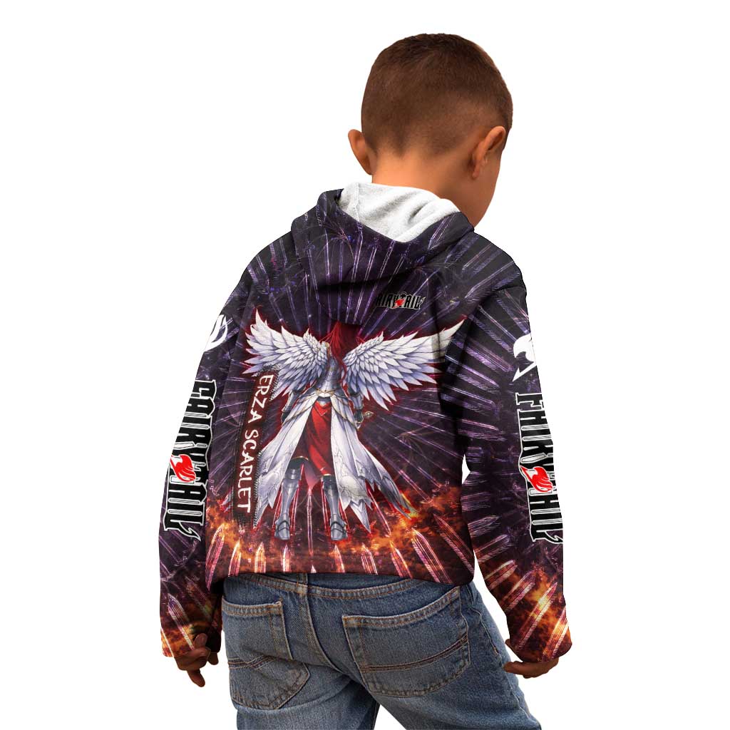 Erza Scarlet Fairy Tail Kid Hoodie Celestial Armor Anime Style with Radiant Winged Design