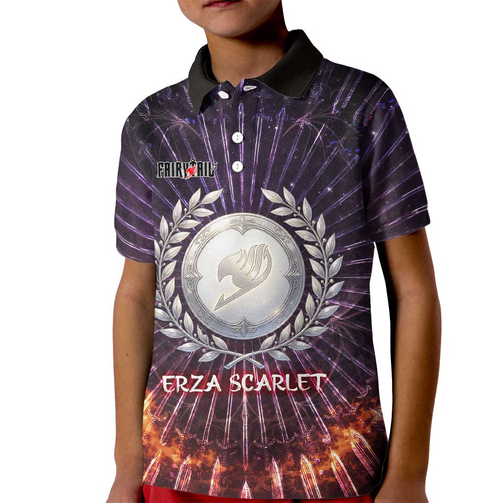 Erza Scarlet Fairy Tail Kid Polo Shirt Celestial Armor Anime Style with Radiant Winged Design