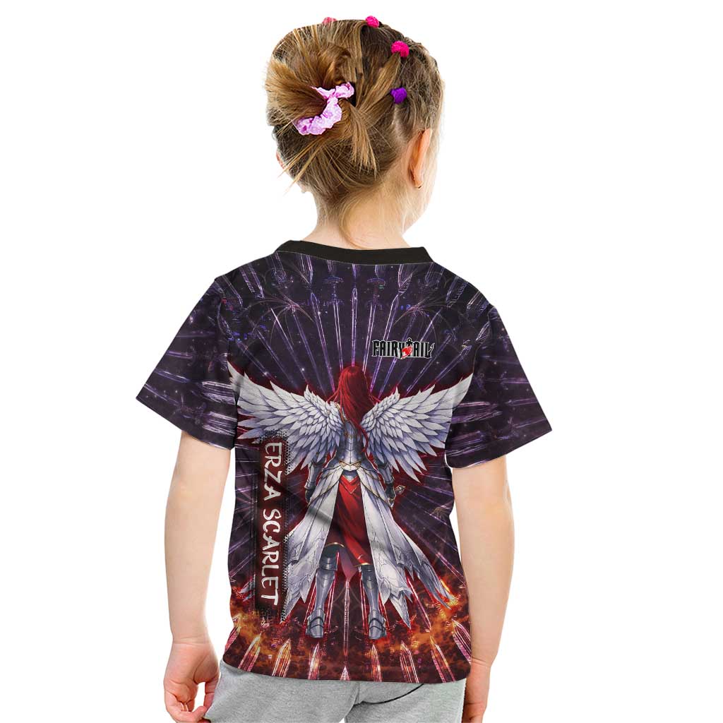 Erza Scarlet Fairy Tail Kid T Shirt Celestial Armor Anime Style with Radiant Winged Design