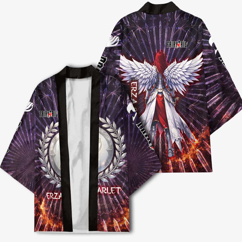 Erza Scarlet Fairy Tail Kimono Celestial Armor Anime Style with Radiant Winged Design