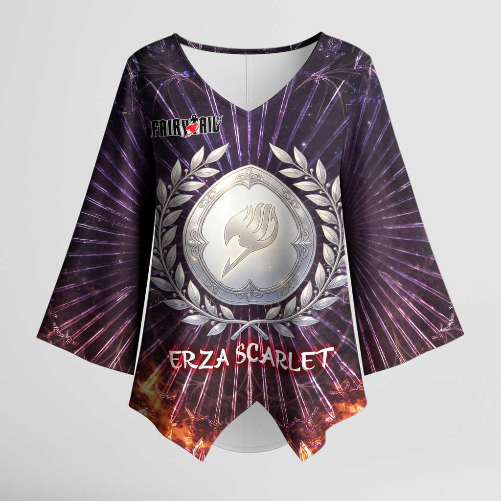 Erza Scarlet Fairy Tail Kimono Sleeve Blouse Celestial Armor Anime Style with Radiant Winged Design