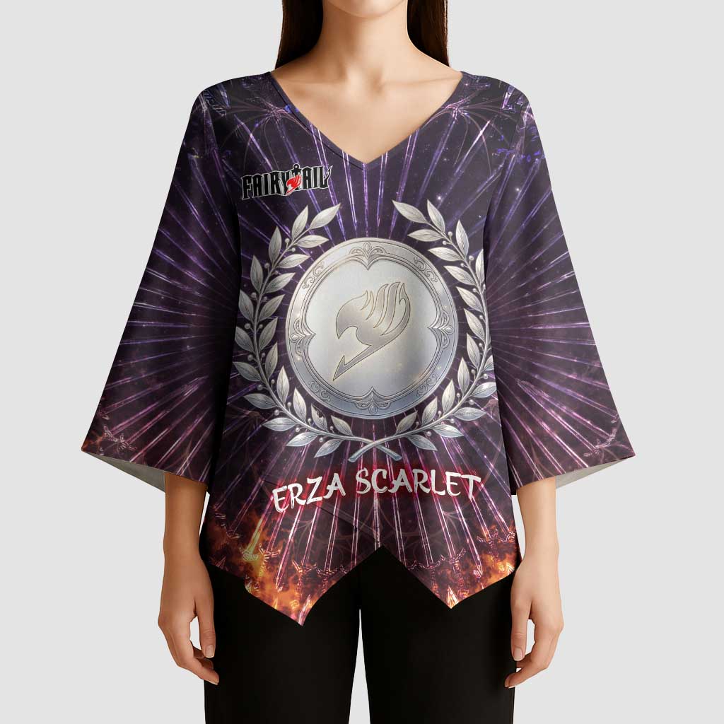 Erza Scarlet Fairy Tail Kimono Sleeve Blouse Celestial Armor Anime Style with Radiant Winged Design