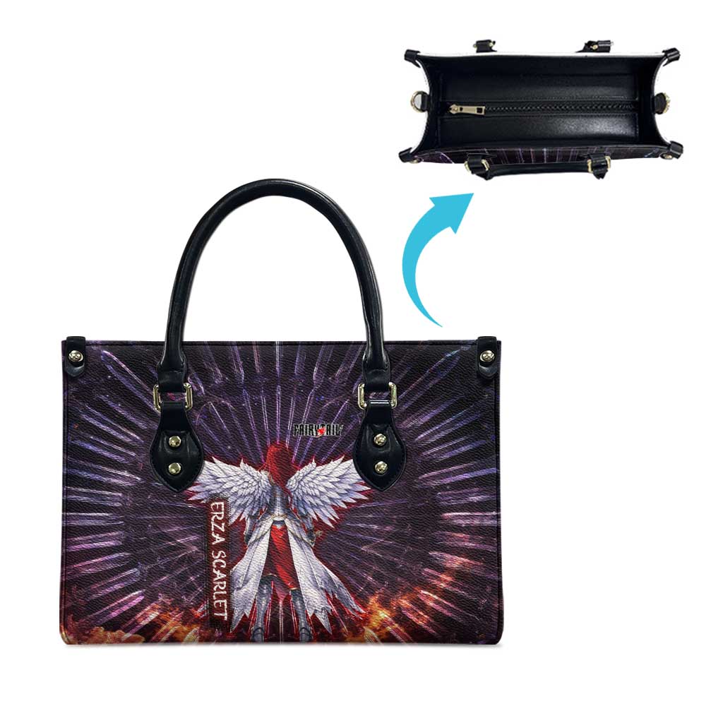 Erza Scarlet Fairy Tail Leather Bag Celestial Armor Anime Style with Radiant Winged Design