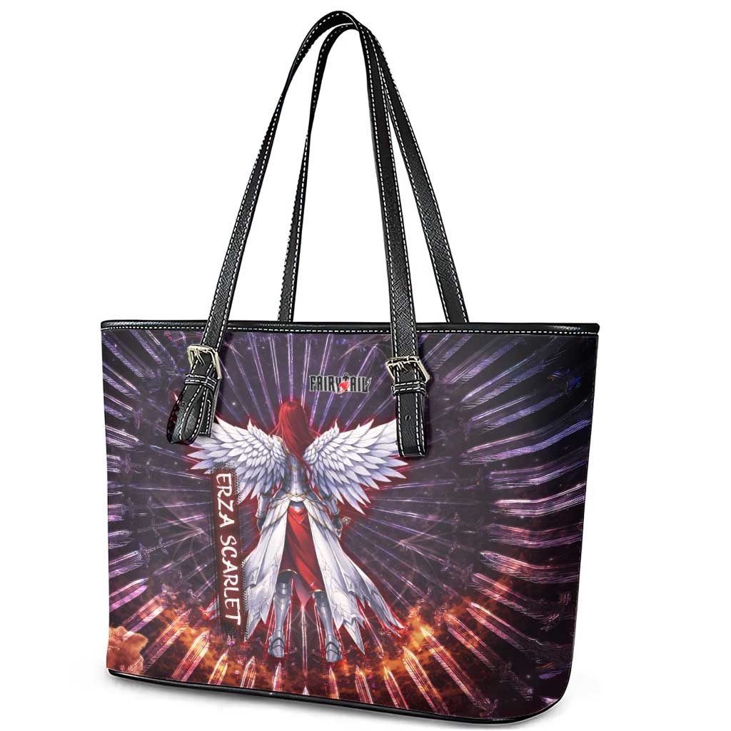 Erza Scarlet Fairy Tail Leather Tote Bag Celestial Armor Anime Style with Radiant Winged Design
