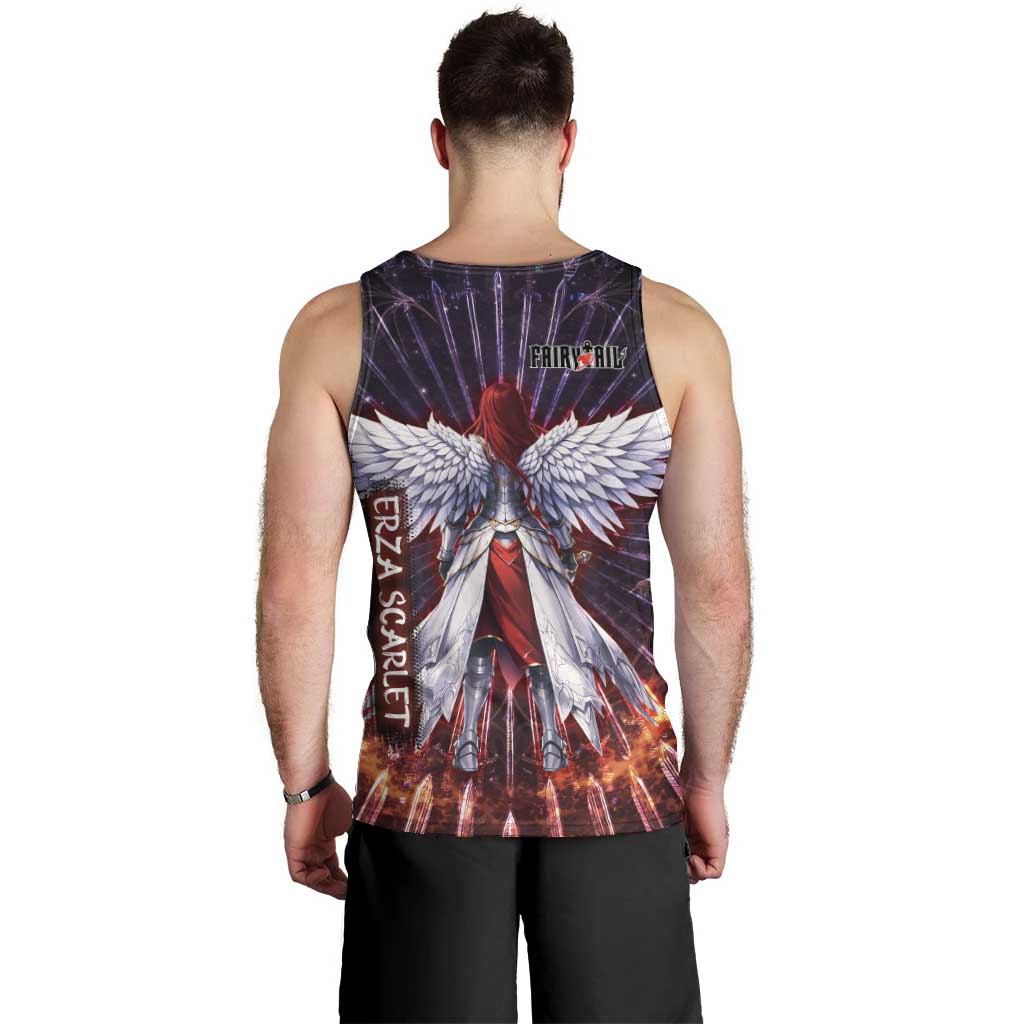 Erza Scarlet Fairy Tail Men Tank Top Celestial Armor Anime Style with Radiant Winged Design