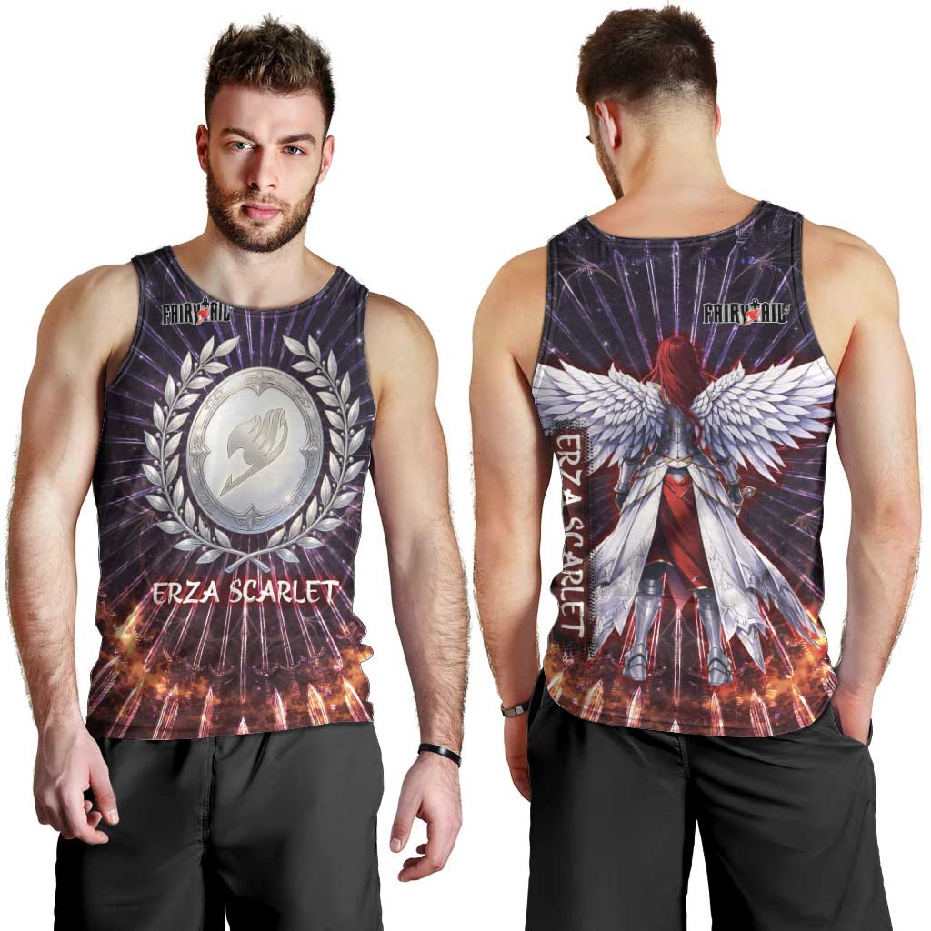 Erza Scarlet Fairy Tail Men Tank Top Celestial Armor Anime Style with Radiant Winged Design