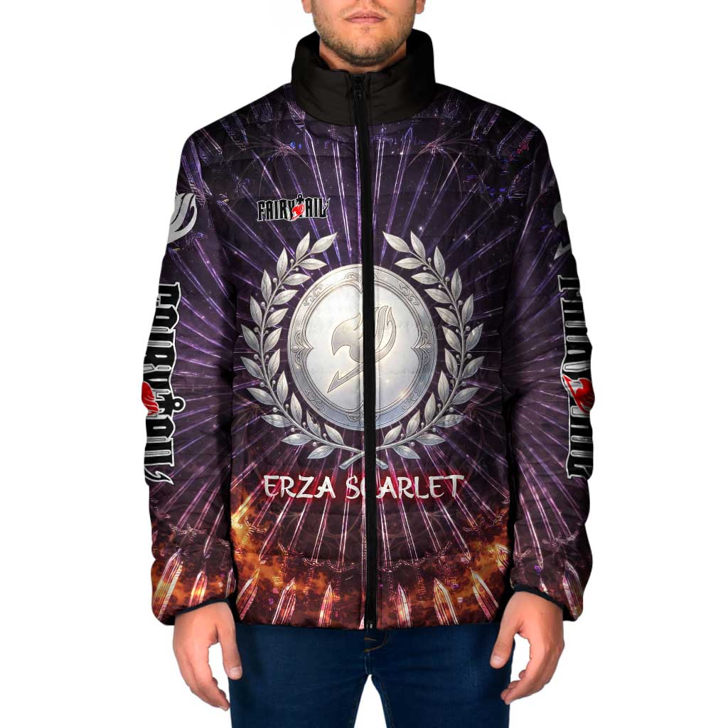 Erza Scarlet Fairy Tail Padded Jacket Celestial Armor Anime Style with Radiant Winged Design