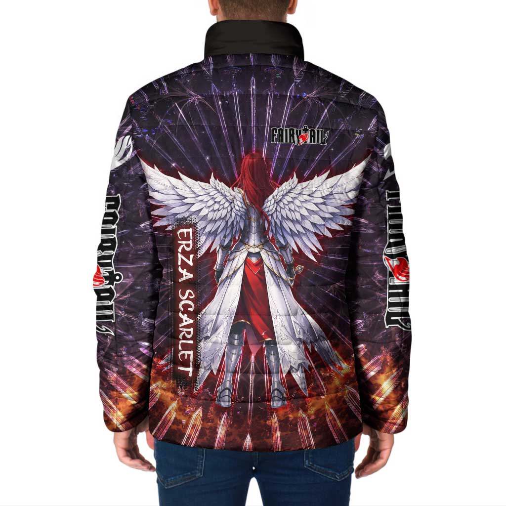 Erza Scarlet Fairy Tail Padded Jacket Celestial Armor Anime Style with Radiant Winged Design