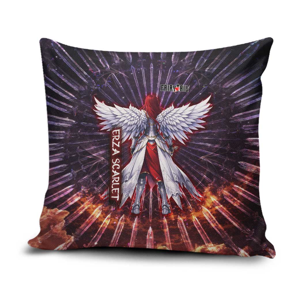 Erza Scarlet Fairy Tail Pillow Cover Celestial Armor Anime Style with Radiant Winged Design