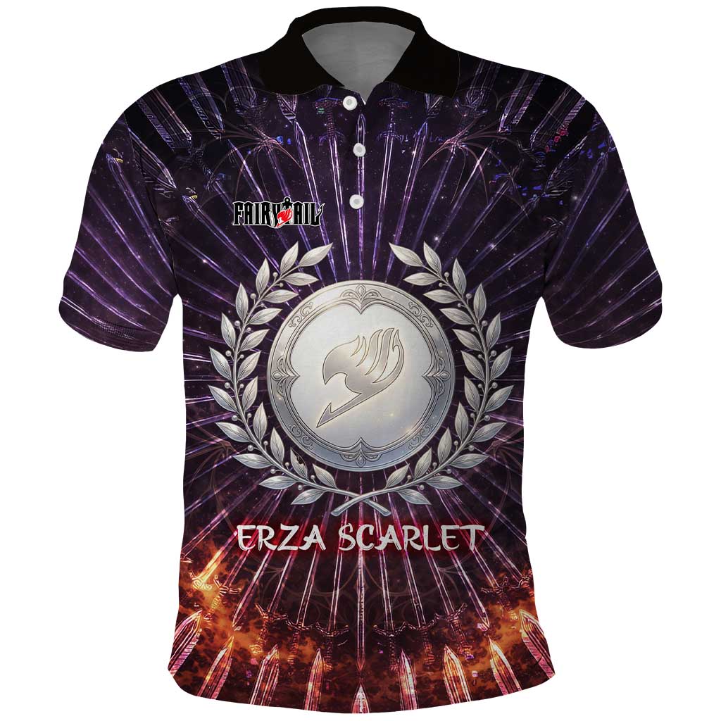 Erza Scarlet Fairy Tail Polo Shirt Celestial Armor Anime Style with Radiant Winged Design